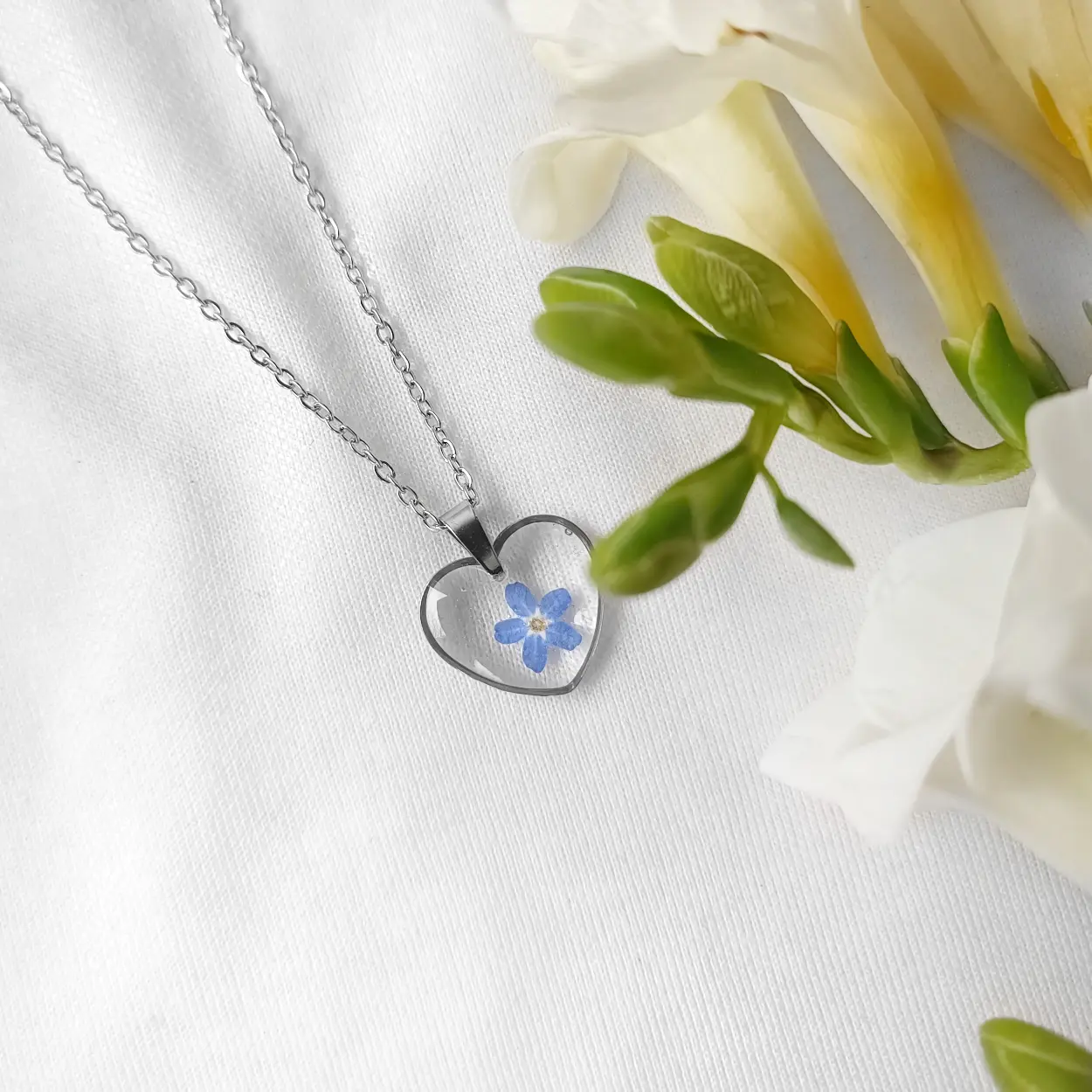Piękna niezapominajka w sercu