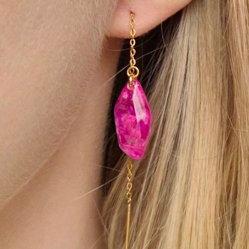 kolczyki różowe kwiaty